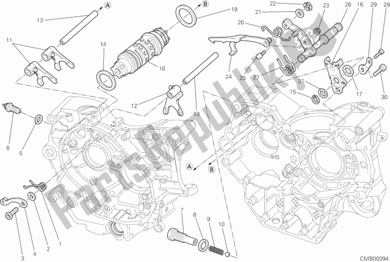 All parts for the Gear Change Mechanism of the Ducati Hypermotard 1100 EVO SP 2012